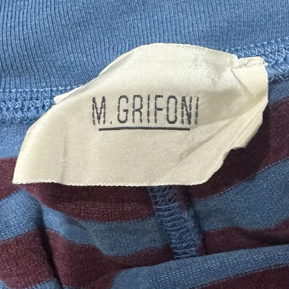 Mauro Grifoni Striped Drawstring Lounge Shorts Blue Burgundy Made in Italy SZ M